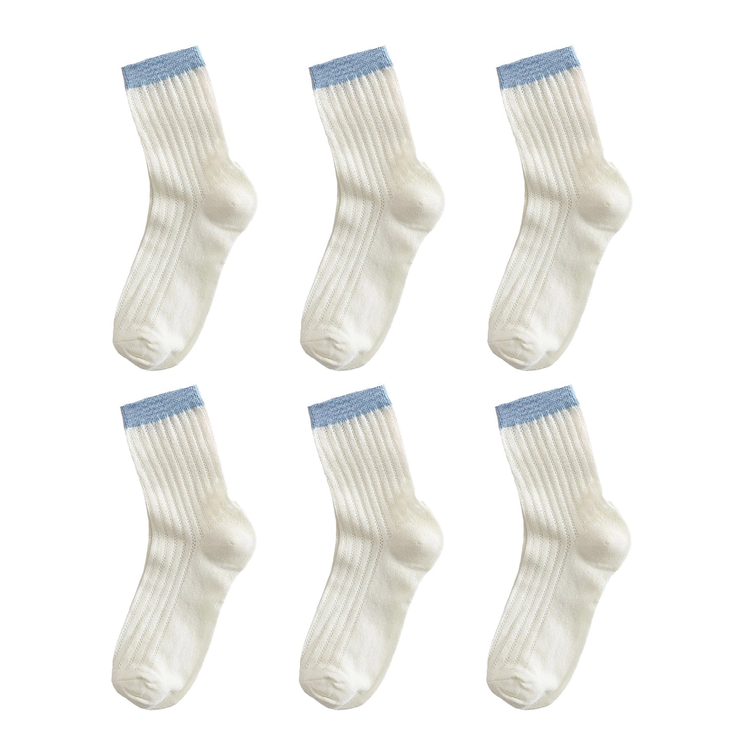 Womens Breathable Cotton Mesh Crew Socks 6 Pairs Lightweight