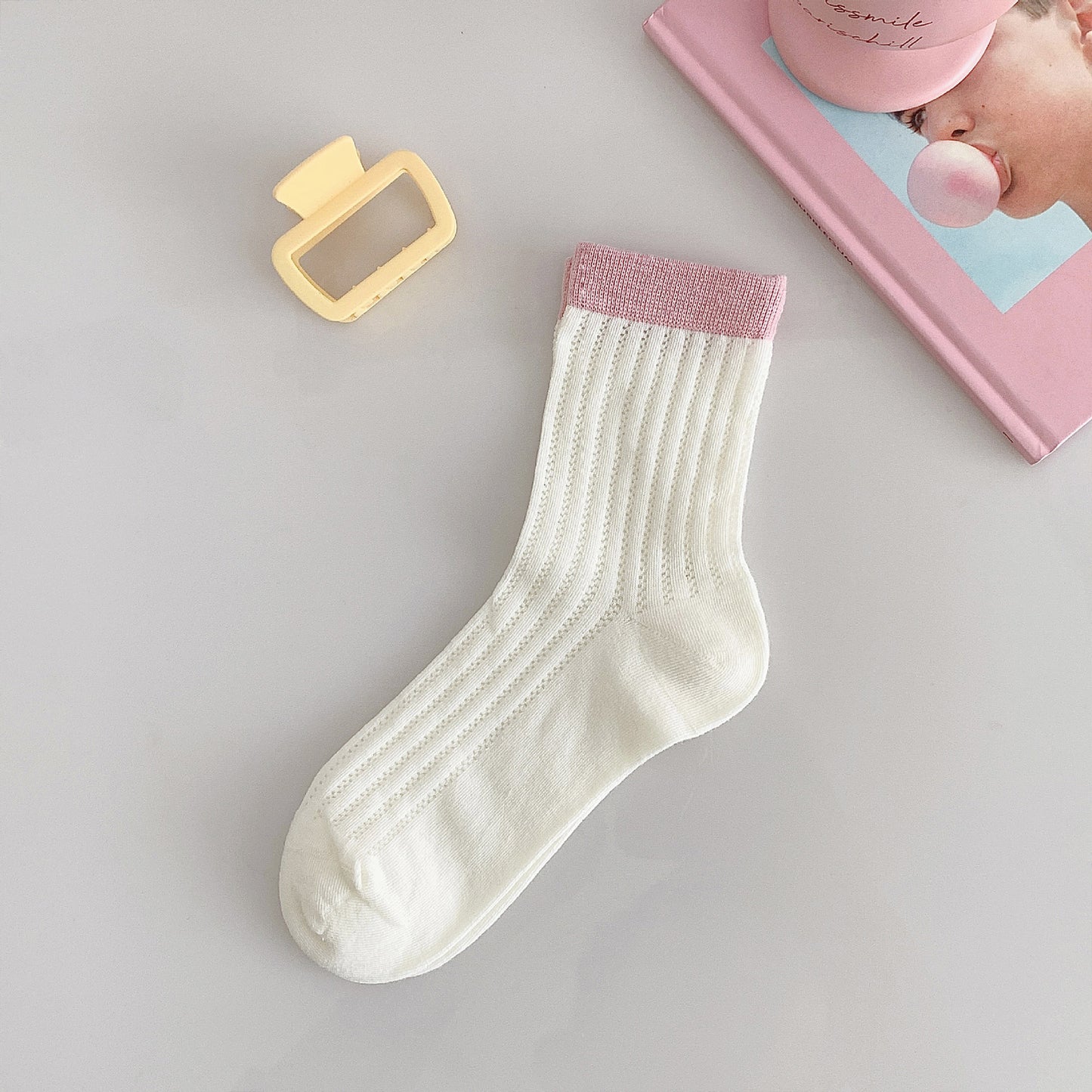 Womens Breathable Cotton Mesh Crew Socks 6 Pairs Lightweight