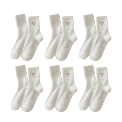 Womens Warm Crew Socks 6 Pairs Soft Thermal Valentine Comfort Cozy Winter Wear