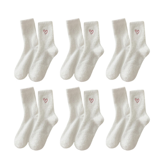 Womens Warm Crew Socks 6 Pairs Soft Thermal Valentine Comfort Cozy Winter Wear