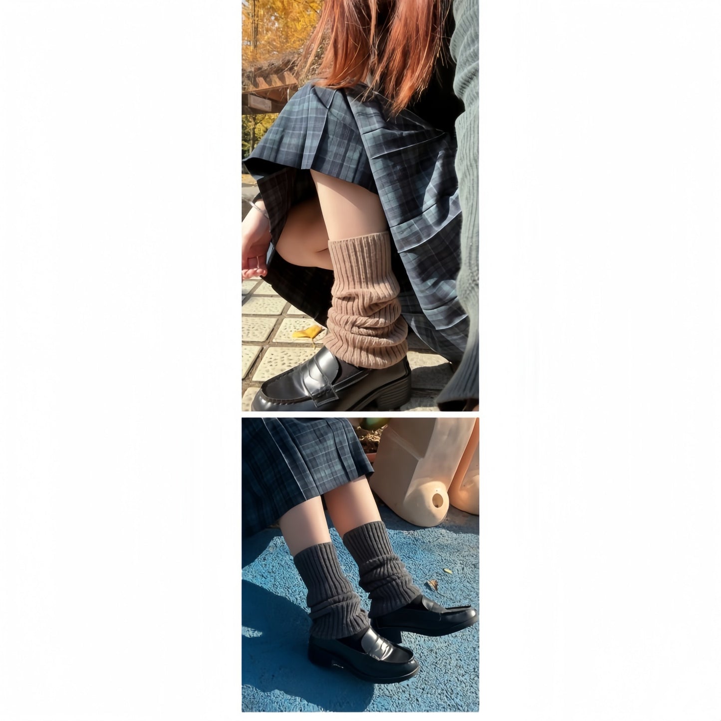 Ribbed Knit Slouch Leg Warmers with Soft Stretch Texture and Pull On Design for Layered Styling 16in