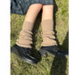 Ribbed Knit Slouch Leg Warmers with Soft Stretch Texture and Pull On Design for Layered Styling 16in