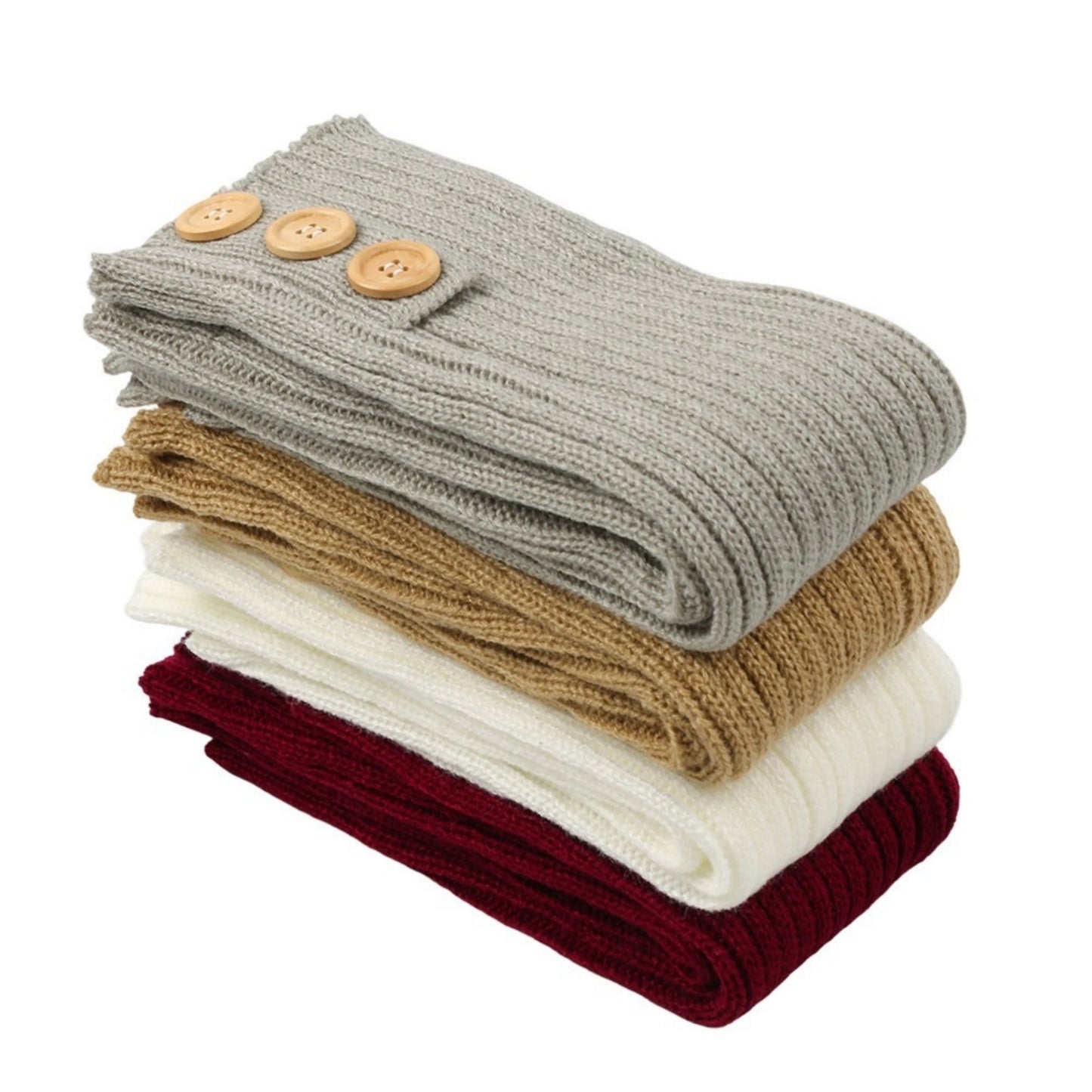 Knit Leg Warmers with Decorative Button Detail Ribbed Texture Soft Stretch Fabric and Slouchy Fit