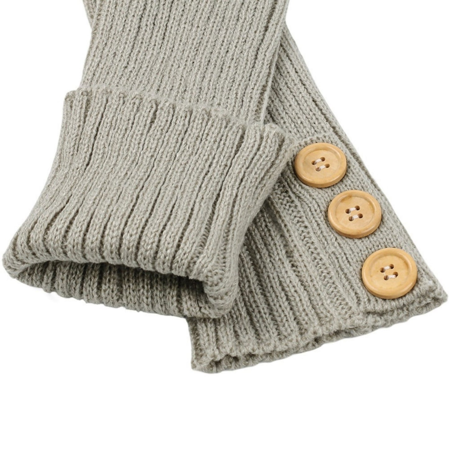 Knit Leg Warmers with Decorative Button Detail Ribbed Texture Soft Stretch Fabric and Slouchy Fit