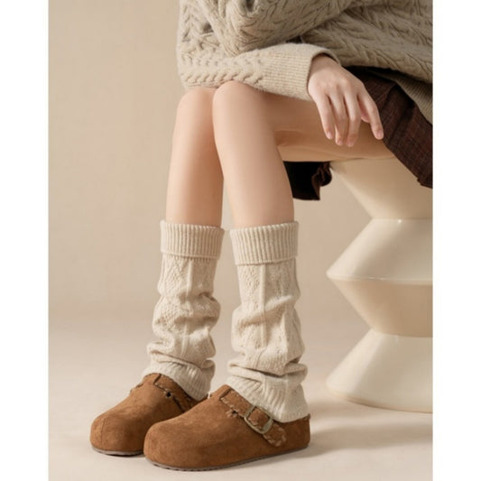 Knit Leg Warmers with Textured Cable Pattern Soft Stretch Fabric and Slouchy Layered Fit