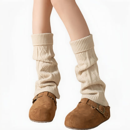 Knit Leg Warmers with Textured Cable Pattern Soft Stretch Fabric and Slouchy Layered Fit