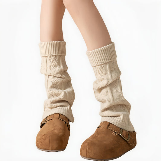 Knit Leg Warmers with Textured Cable Pattern Soft Stretch Fabric and Slouchy Layered Fit