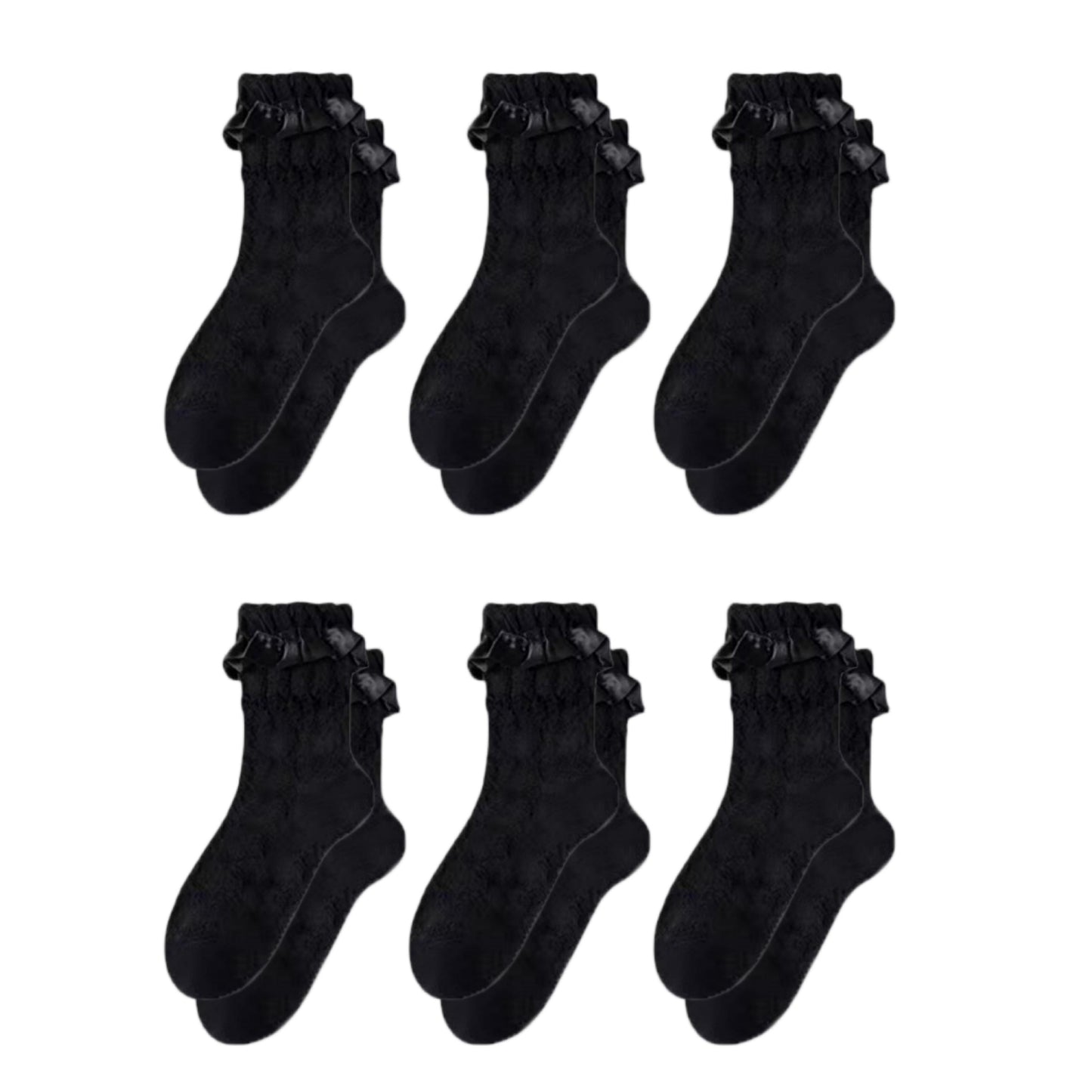 6-Piece Ruffle Trim Ankle Socks with Soft Stretch Fabric Breathable Lightweight Textured Knit