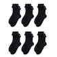 6-Piece Ruffle Trim Ankle Socks with Soft Stretch Fabric Breathable Lightweight Textured Knit