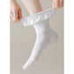 6-Piece Ruffle Trim Ankle Socks with Soft Stretch Fabric Breathable Lightweight Textured Knit