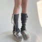 Knit Leg Warmers with Adjustable Ribbon Tie Detail Soft Stretch Texture and Slouchy Layering Fit