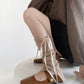 Knit Leg Warmers with Adjustable Ribbon Tie Detail Soft Stretch Texture and Slouchy Layering Fit