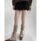Knit Leg Warmers with Adjustable Ribbon Tie Detail Soft Stretch Texture and Slouchy Layering Fit