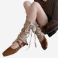 Knit Leg Warmers with Adjustable Ribbon Tie Detail Soft Stretch Texture and Slouchy Layering Fit