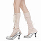 Knit Leg Warmers with Adjustable Ribbon Tie Detail Soft Stretch Texture and Slouchy Layering Fit