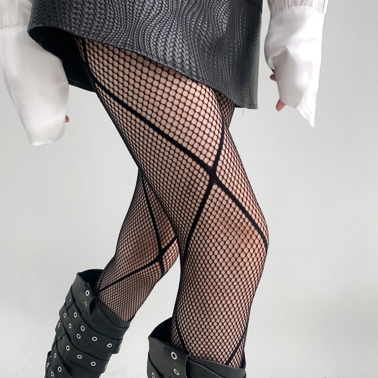 Fishnet Tights with Crisscross Pattern Sheer Mesh Stretch Fit Legging Style Fashion Hosiery
