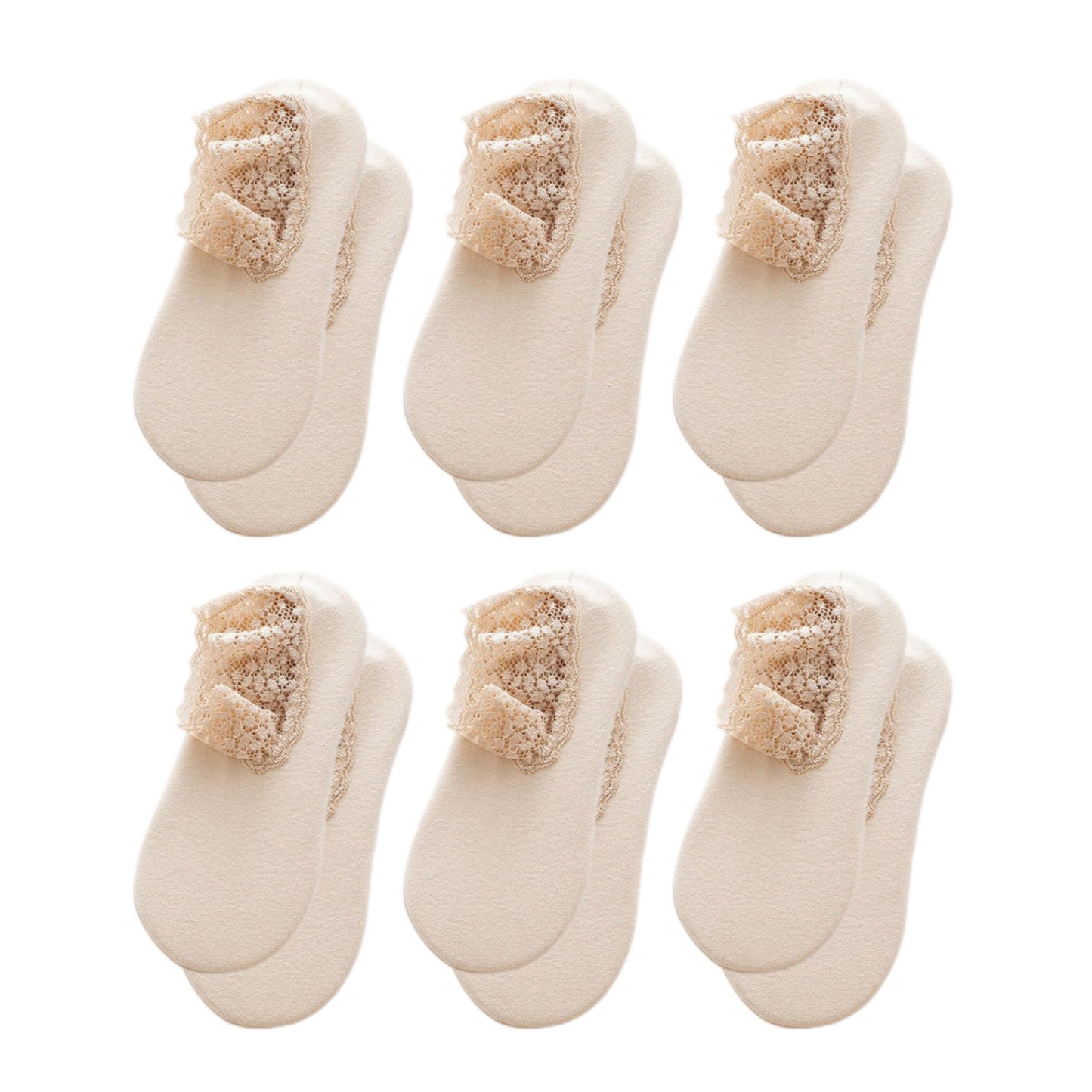 6-Pair Low Cut Lace Trim Liner Socks Soft Stretch Lightweight No Show Socks US(5-10)