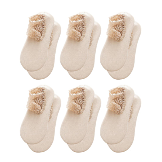 6-Pair Low Cut Lace Trim Liner Socks Soft Stretch Lightweight No Show Socks US(5-10)