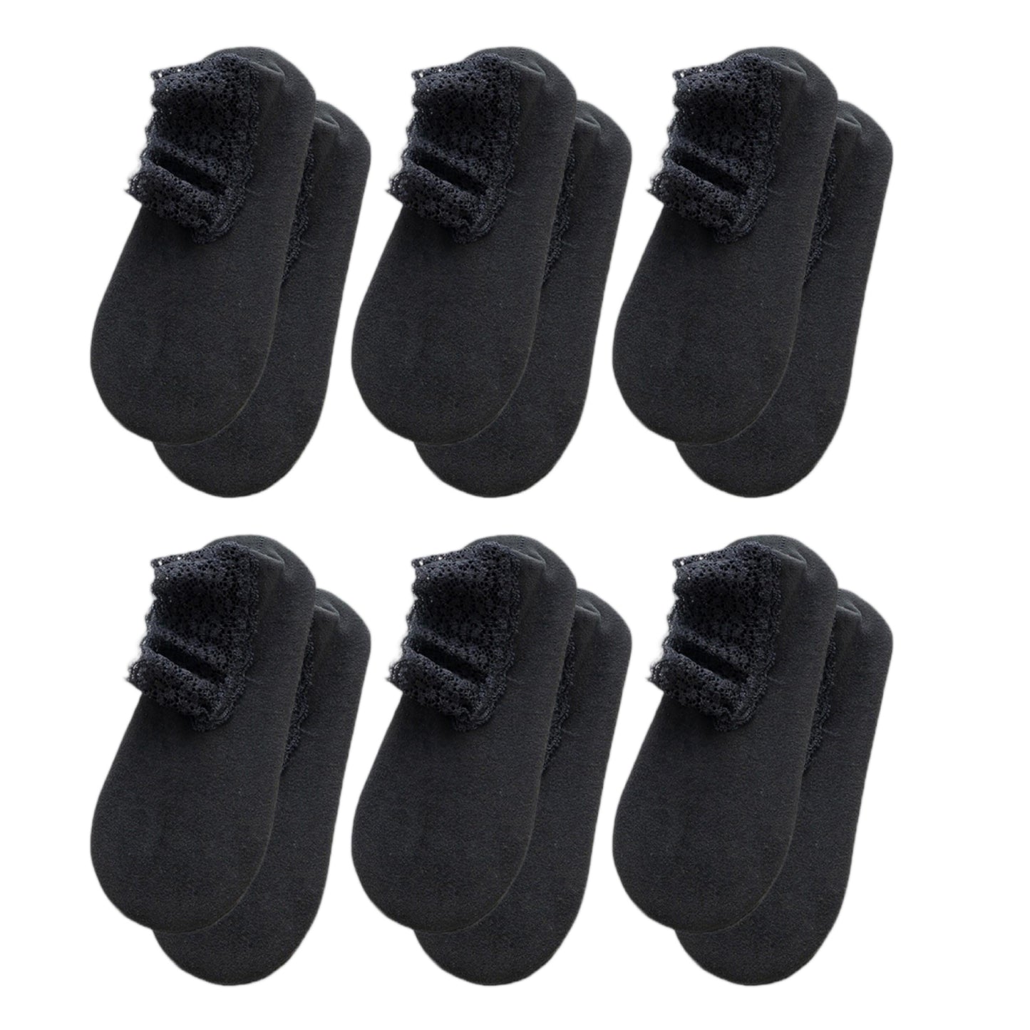 6-Pair Low Cut Lace Trim Liner Socks Soft Stretch Lightweight No Show Socks US(5-10)