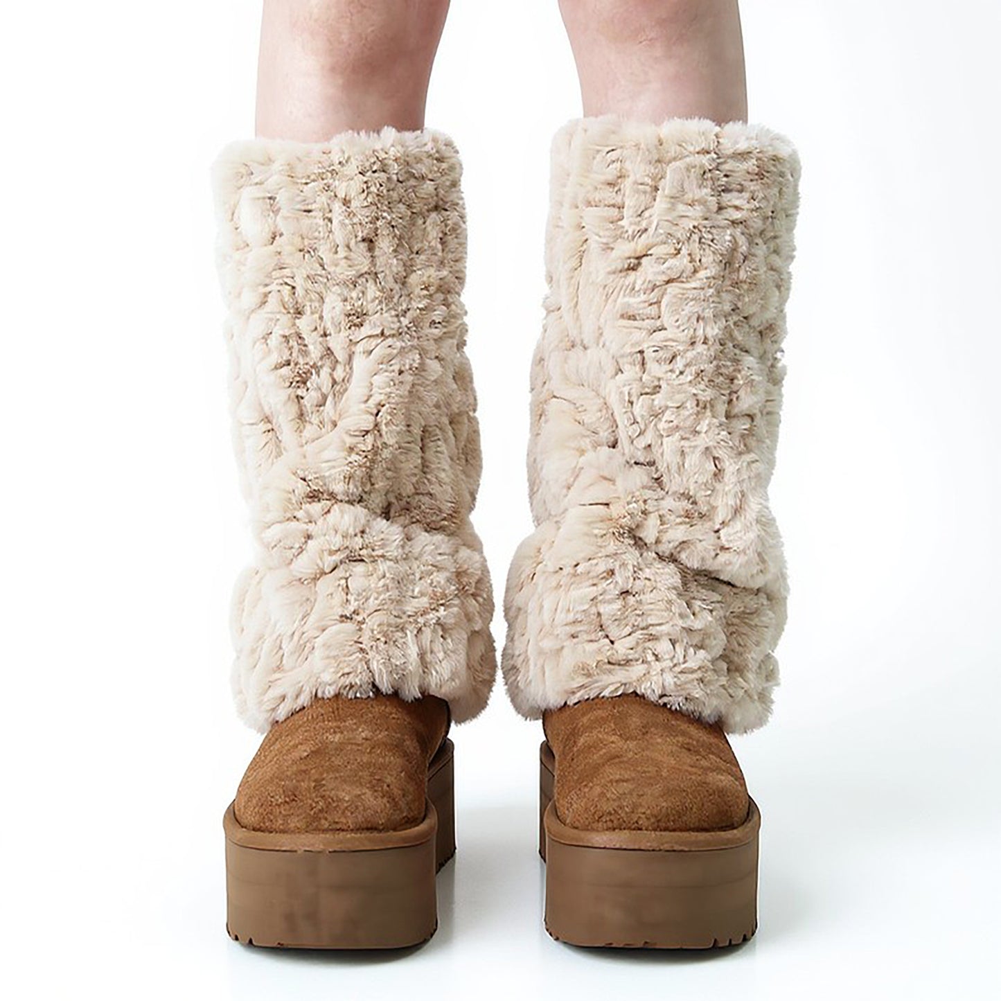 Women's Plush Faux Fur Leg Warmers with Soft Stretch Fit and Cozy Textured Finish