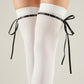 3-PC Women's Thigh High Stockings with Ribbon Tie Detail Stretch Knit Over the Knee Fashion Hosiery