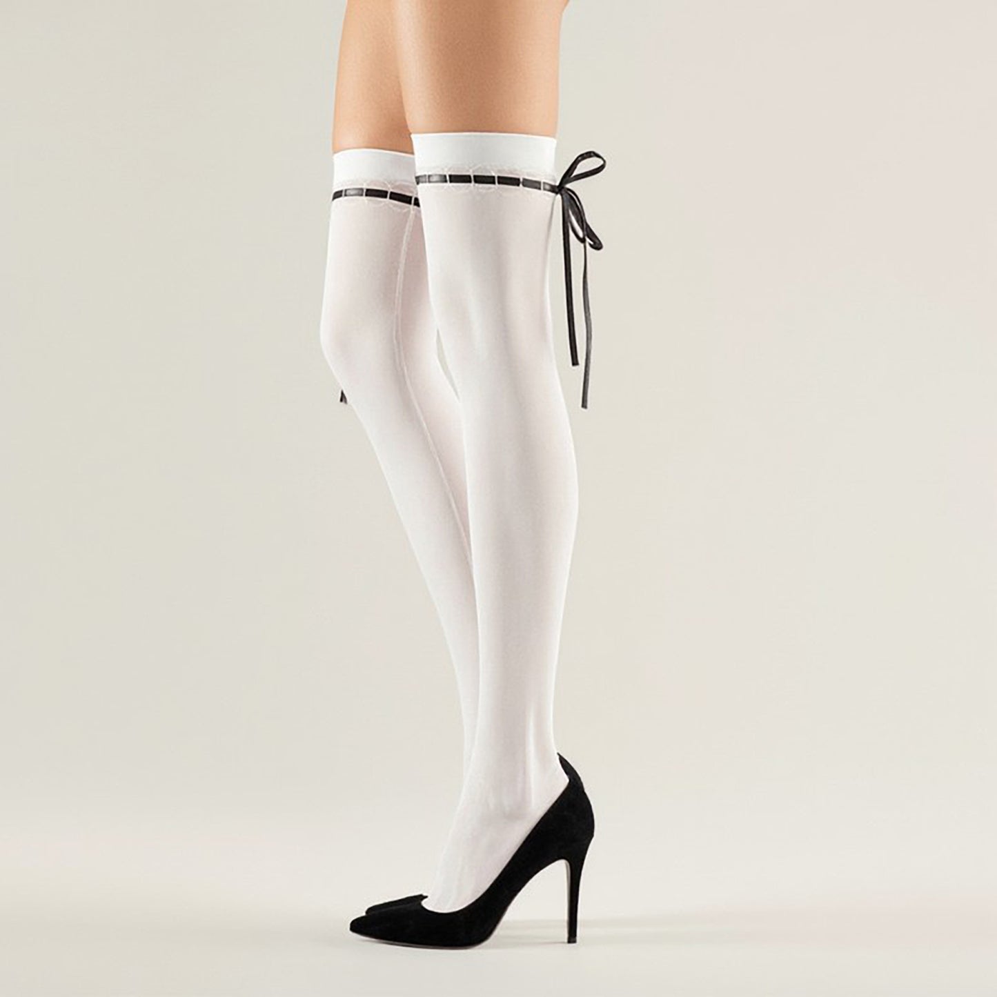 3-PC Women's Thigh High Stockings with Ribbon Tie Detail Stretch Knit Over the Knee Fashion Hosiery
