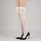 3-PC Women's Thigh High Stockings with Ribbon Tie Detail Stretch Knit Over the Knee Fashion Hosiery