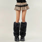 Women's Faux Fur Leg Warmers with Tie Detail Plush Winter Boot Cover Fashion Accessory
