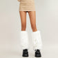 Women's Faux Fur Leg Warmers with Tie Detail Plush Winter Boot Cover Fashion Accessory