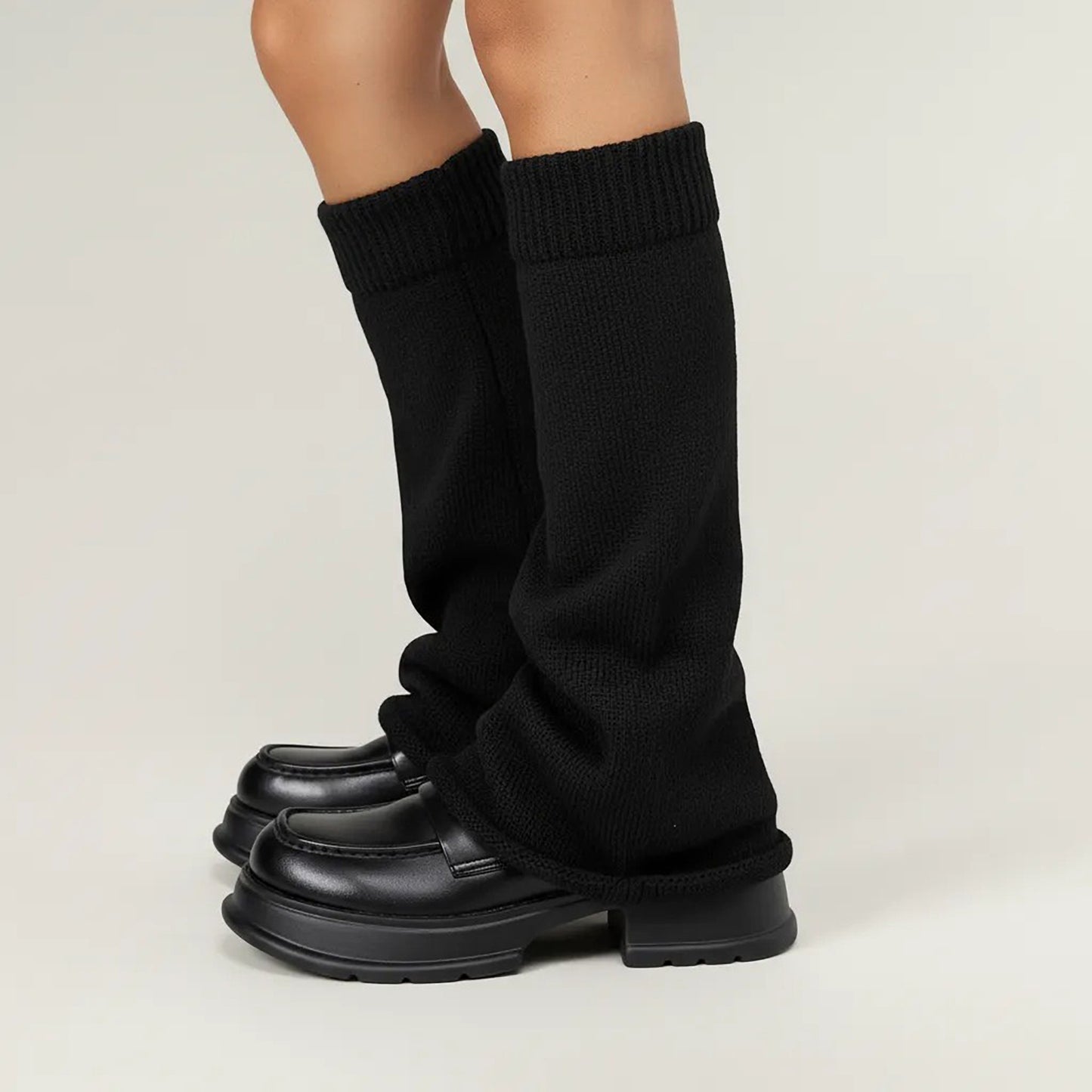 Women's Ribbed Knit Leg Warmers Slouchy Pull-On Boot Cover Winter Fashion Accessory