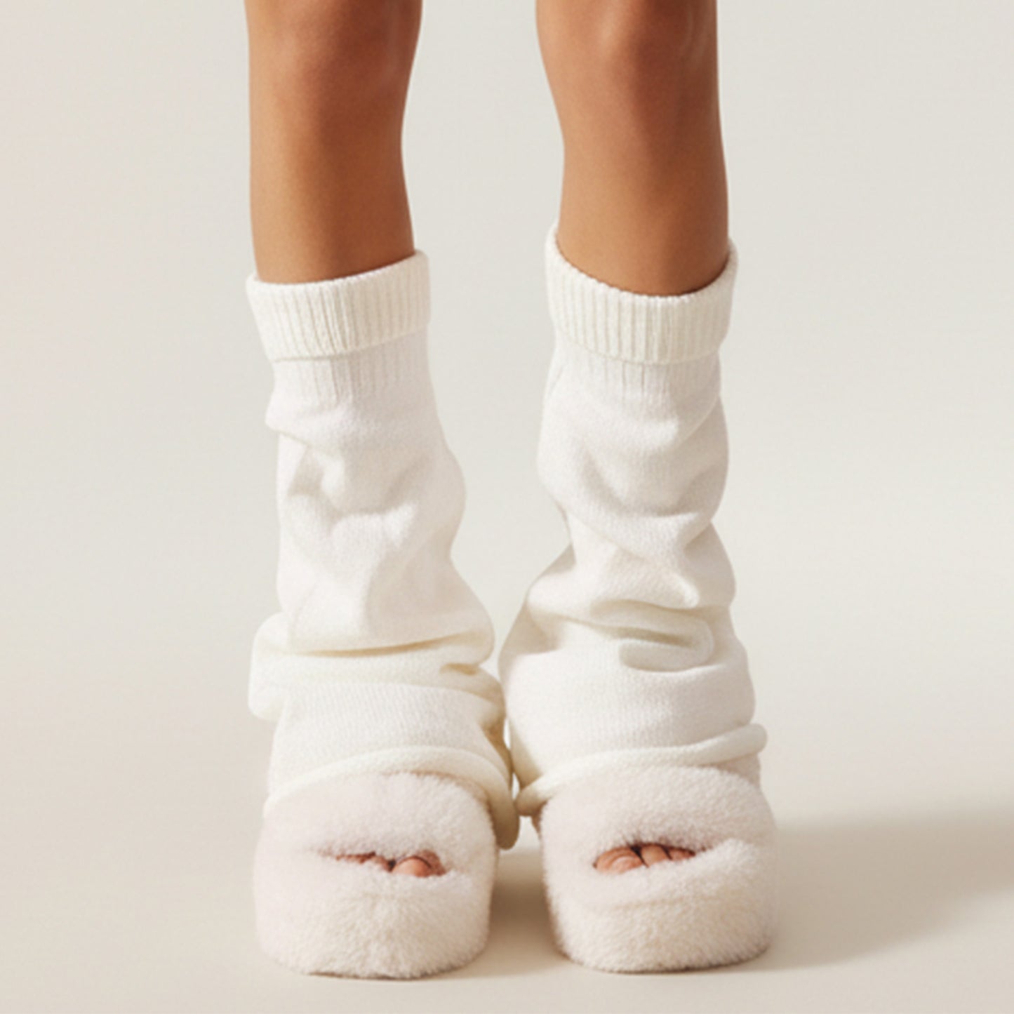 Women's Ribbed Knit Leg Warmers Slouchy Pull-On Boot Cover Winter Fashion Accessory