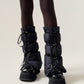 Women's Puffer Style Leg Warmers with Adjustable Drawstring Boot Cover Design