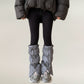 Women's Puffer Style Leg Warmers with Adjustable Drawstring Boot Cover Design