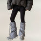 Women's Puffer Style Leg Warmers with Adjustable Drawstring Boot Cover Design