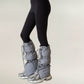 Women's Puffer Style Leg Warmers with Adjustable Drawstring Boot Cover Design