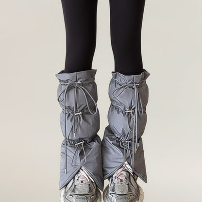Women's Puffer Style Leg Warmers with Adjustable Drawstring Boot Cover Design