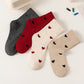 5 Pair Crew Socks Heart Pattern Soft Stretch Knit Mid Calf Casual Giftable Sock Set US 5-10.5