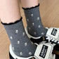 3 Pair Crew Socks Minimal Printed Design Soft Stretch Knit Mid Calf Casual Sock Set US 5-10.5