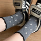 3 Pair Crew Socks Minimal Printed Design Soft Stretch Knit Mid Calf Casual Sock Set US 5-10.5