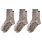 3 Pair Crew Socks Minimal Printed Design Soft Stretch Knit Mid Calf Casual Sock Set US 5-10.5