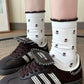 3 Pair Crew Socks Minimal Printed Design Soft Stretch Knit Mid Calf Casual Sock Set US 5-10.5