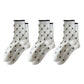 3 Pair Crew Socks Minimal Printed Design Soft Stretch Knit Mid Calf Casual Sock Set US 5-10.5