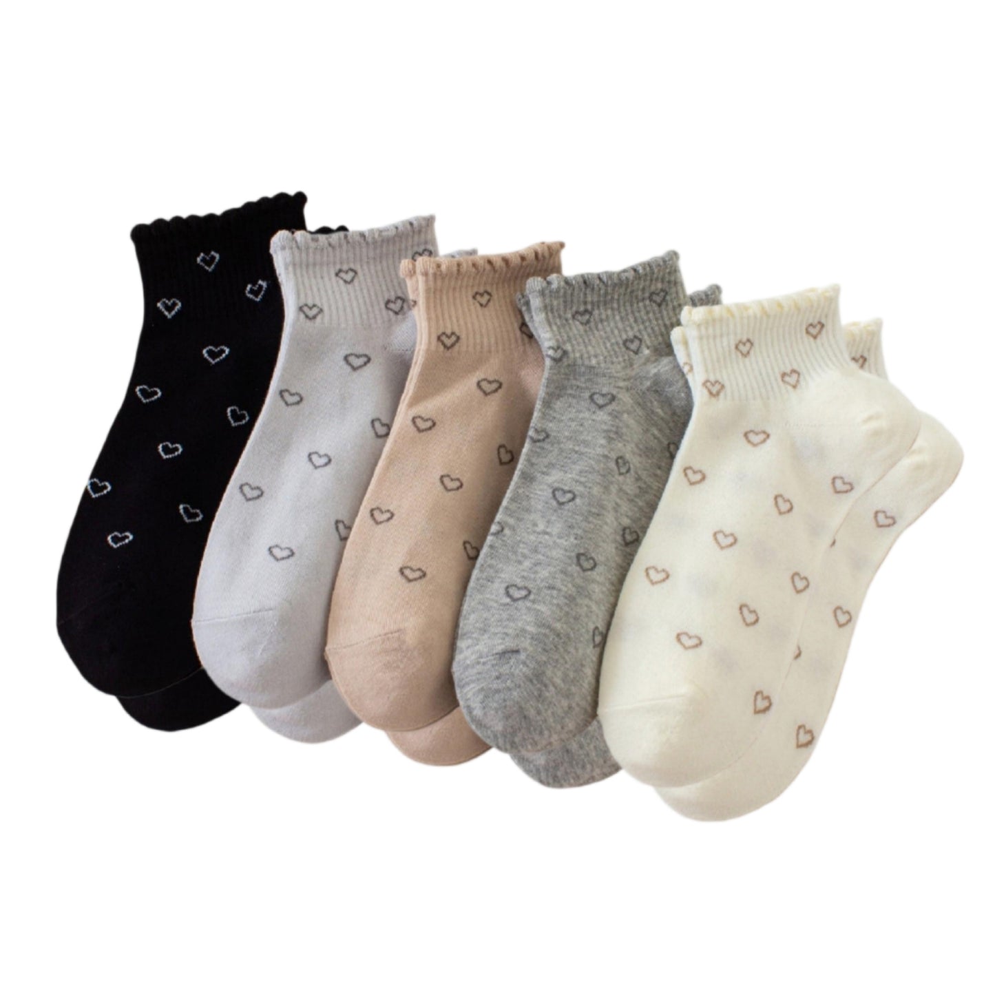 5 Pair Ankle Socks Soft Stretch Knit Ribbed Cuff Casual Giftable Sock Set US 5-10.5
