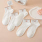 5 Pair Ankle Socks Soft Stretch Knit Ribbed Cuff Casual Giftable Sock Set US 5-10.5
