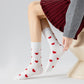 3 Pair Crew Socks Heart Pattern Soft Stretch Knit Mid Calf Length Casual Giftable Sock Set US 5-10.5