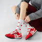 3 Pair Crew Socks Heart Pattern Soft Stretch Knit Mid Calf Length Casual Giftable Sock Set US 5-10.5