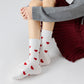 3 Pair Crew Socks Heart Pattern Soft Stretch Knit Mid Calf Length Casual Giftable Sock Set US 5-10.5
