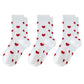 3 Pair Crew Socks Heart Pattern Soft Stretch Knit Mid Calf Length Casual Giftable Sock Set US 5-10.5