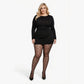 Plus Size 2-Piece Sheer Heart Pattern Stockings with Reinforced Control Top and Stretch Fit