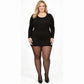 Plus Size 2-Piece Sheer Heart Pattern Stockings with Reinforced Control Top and Stretch Fit